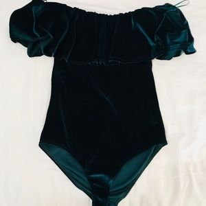 Emerald Green Velvet Bodysuit